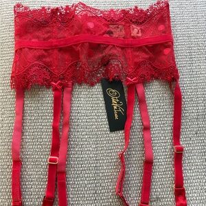 Dita Von Teese Vedette Red Lace Garter Belt XS